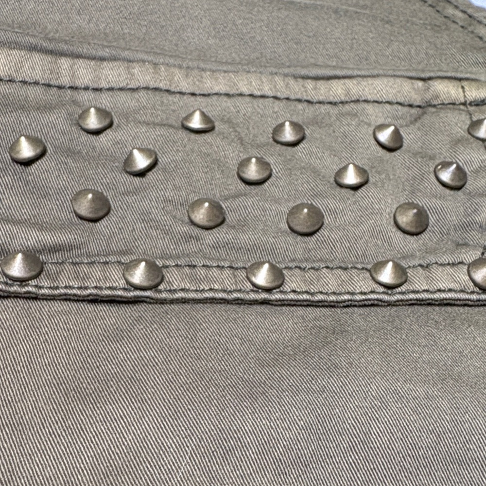 Vintage Guess Studded Military Rocker Grunge Vest Olive Army Green~Size L - Picture 5 of 8